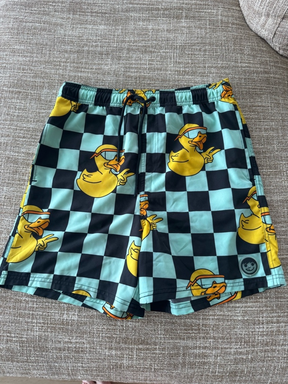 Yellow Duck neff Checkerboard Swim Shorts